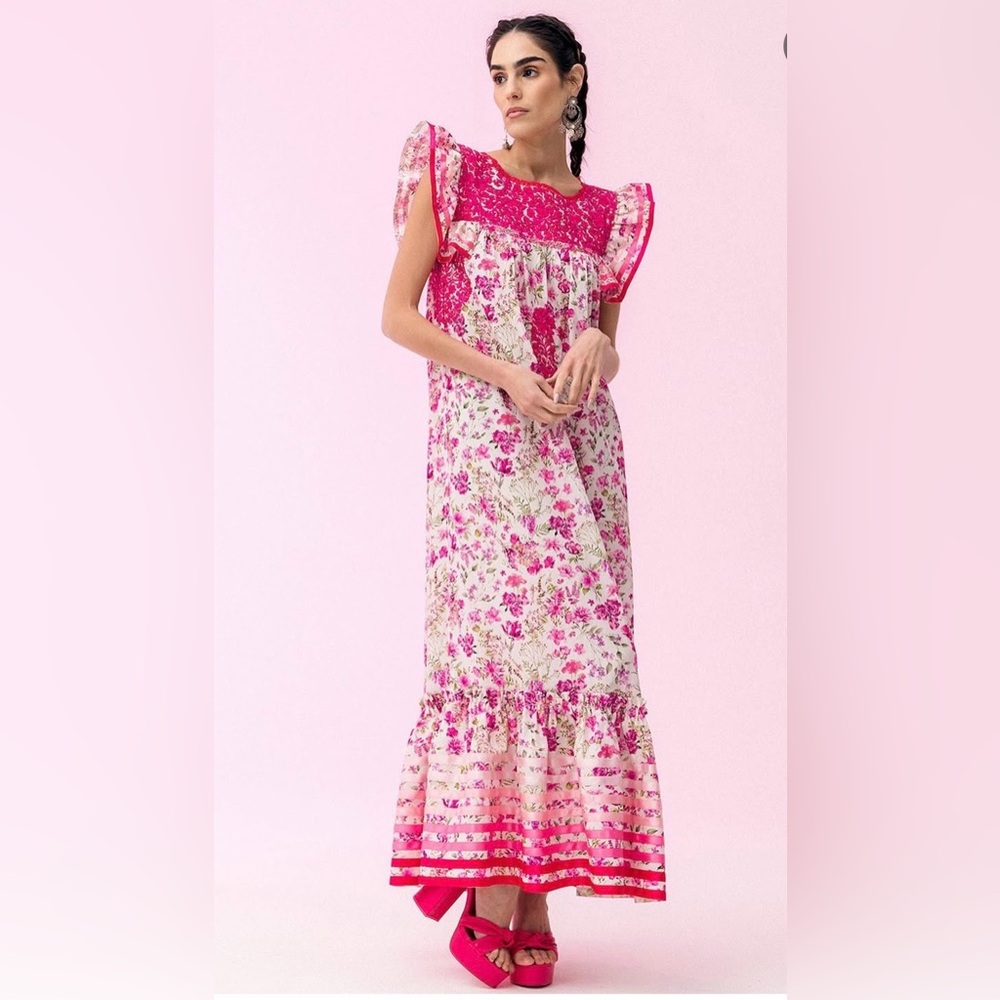 Mi Golondrina Lucia Rosa Floral Dress